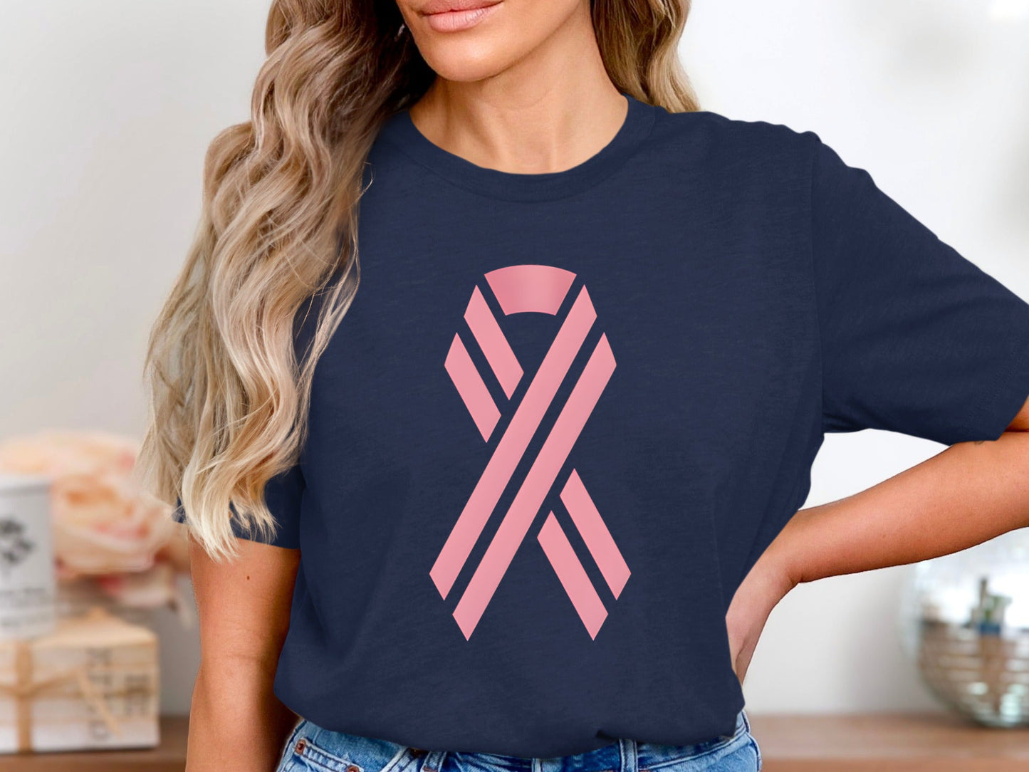 Modern Pink Awareness Ribbon T-Shirt