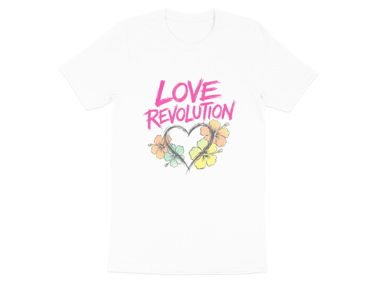 Love Revolution Floral Heart Graphic T-Shirt