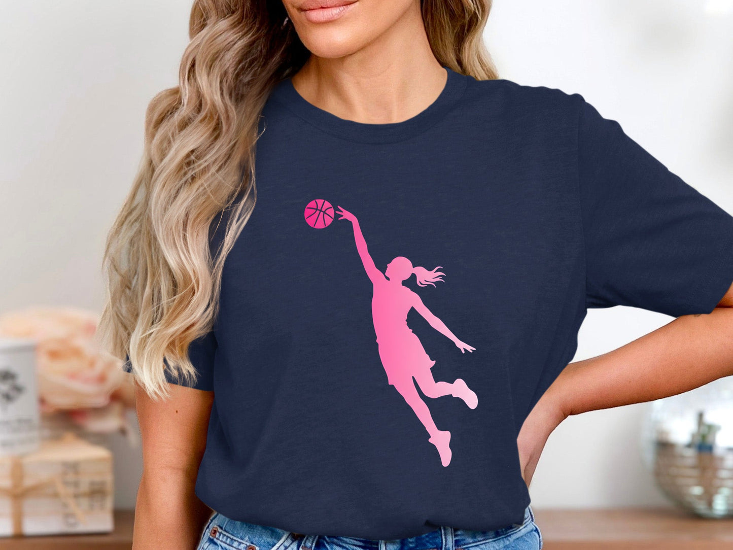 Women's Basketball Pink Silhouette Slam Dunk Tee
