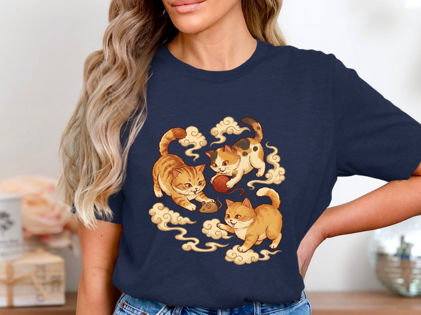 Playful Kittens & Golden Clouds T-Shirt