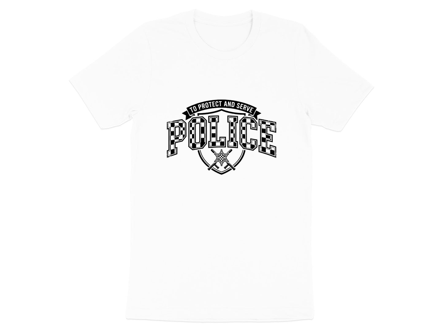 To Protect and Serve Police Emblem T-Shirt - Checkerboard Logo