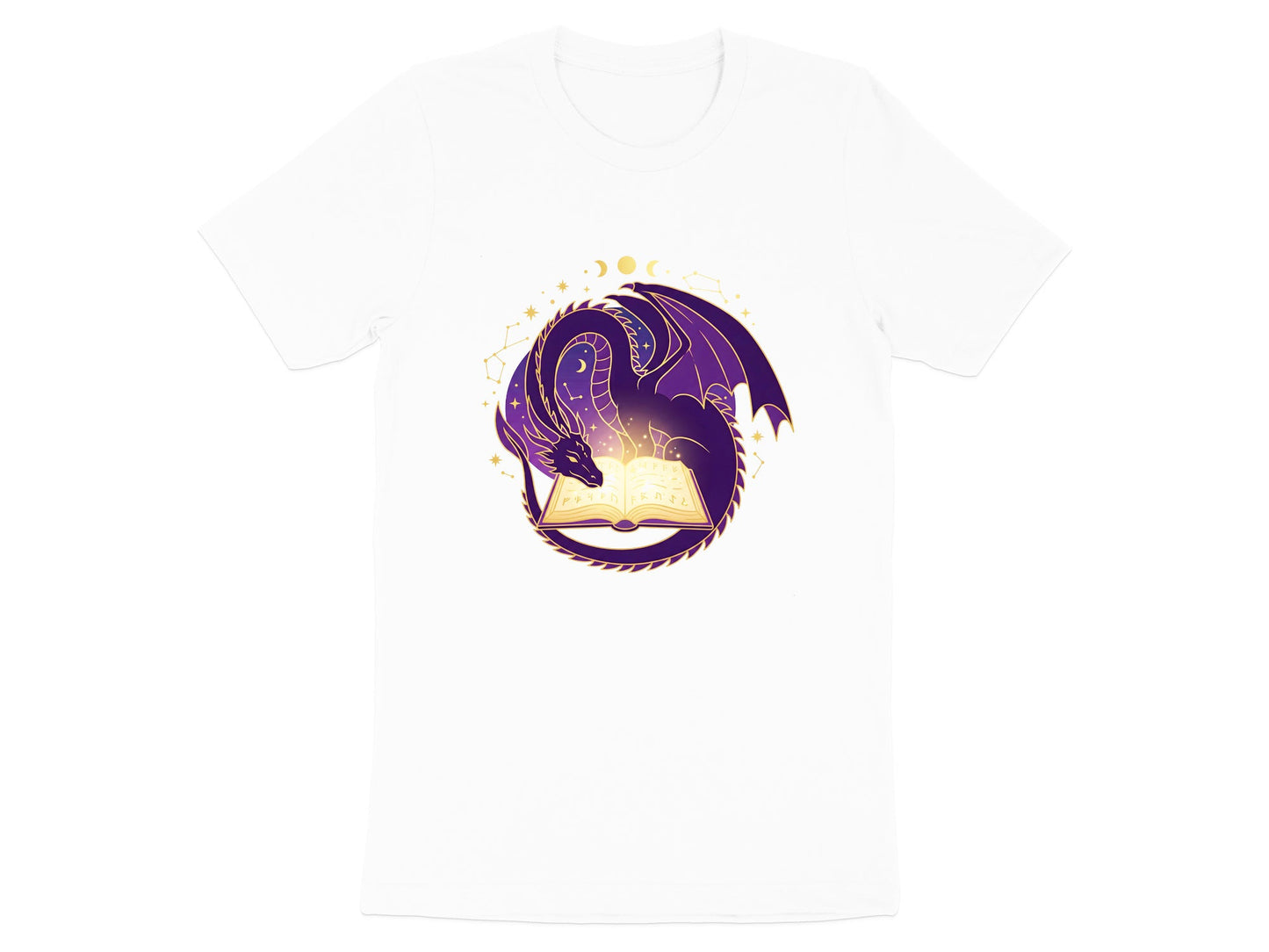 The Scholar's Dragon T-Shirt - Mystical Purple Library Tee
