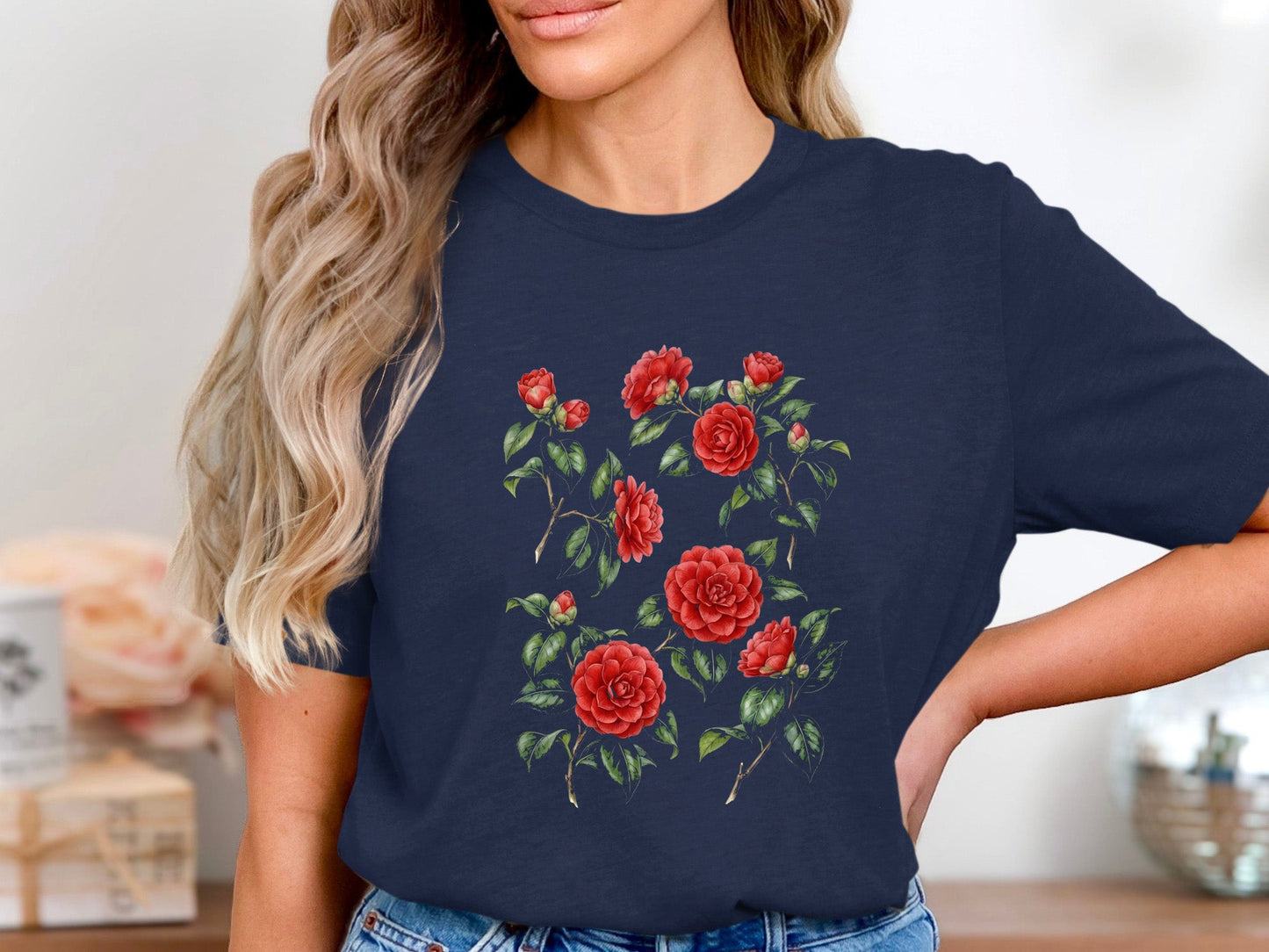 Classic Red Camellia Botanical T-Shirt