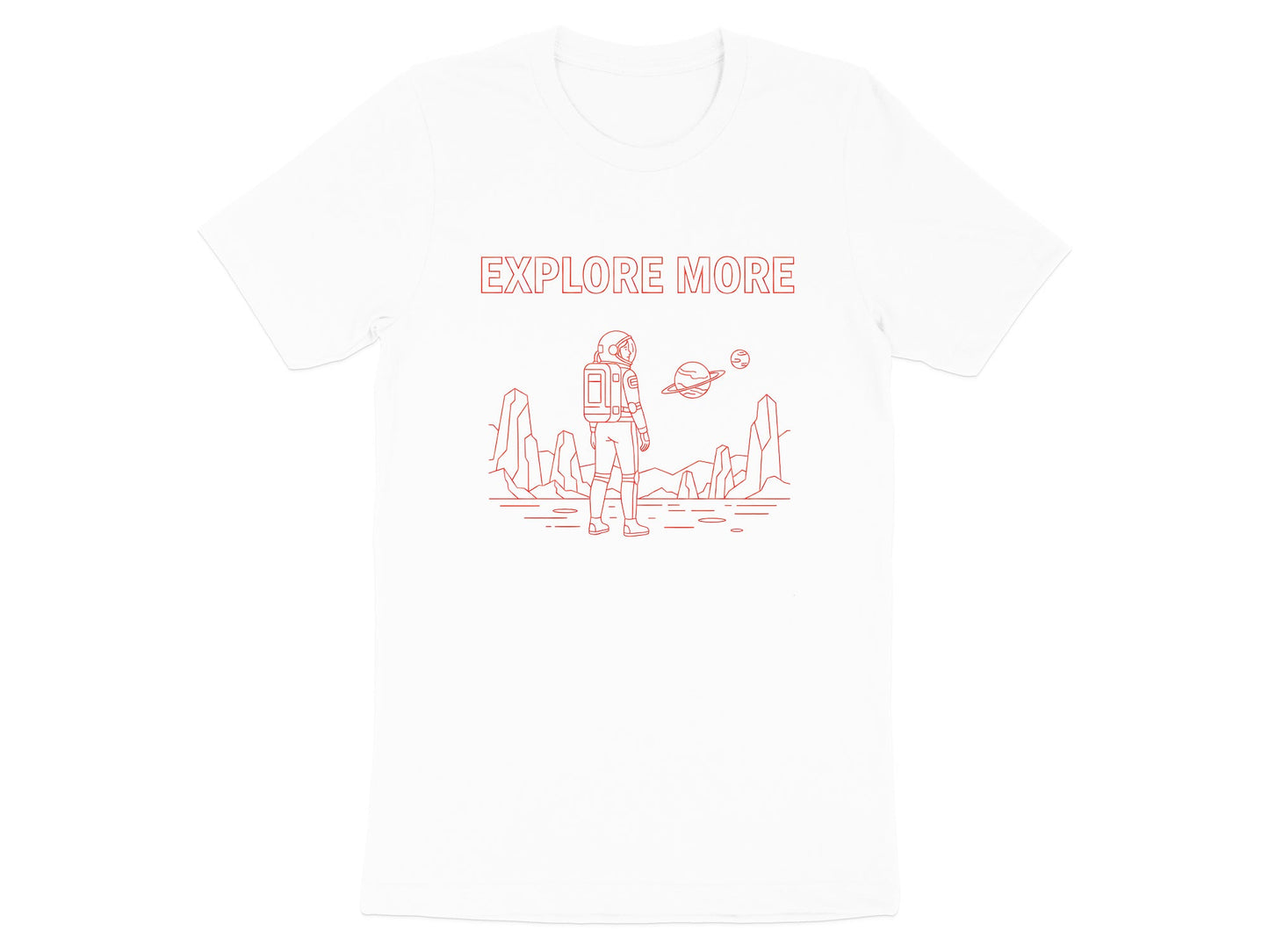 Explore More Minimalist Red Astronaut T-Shirt
