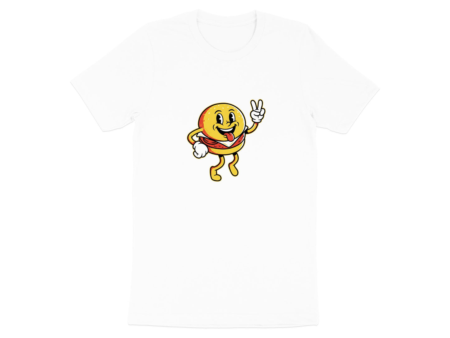 Retro Burger Mascot T-Shirt - 1950s Style Cartoon Tee