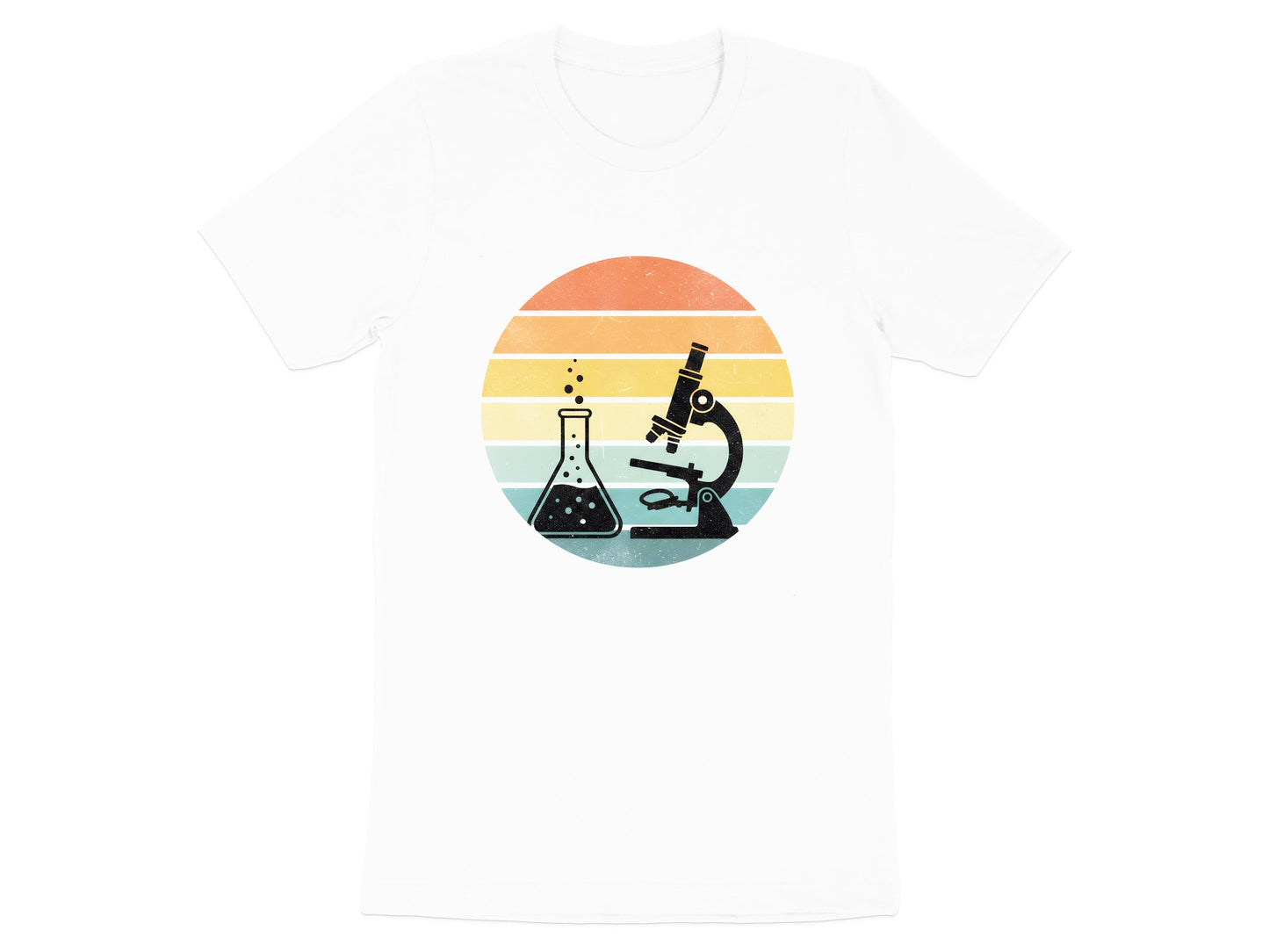 Retro Sunset Microscope Science Graphic T-Shirt