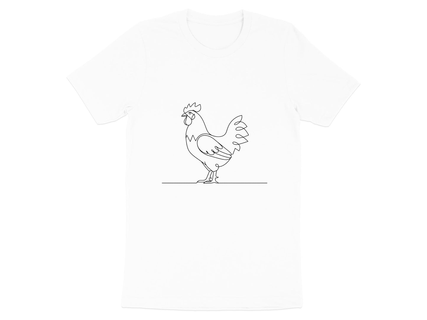Minimalist Rooster Line Art T-Shirt