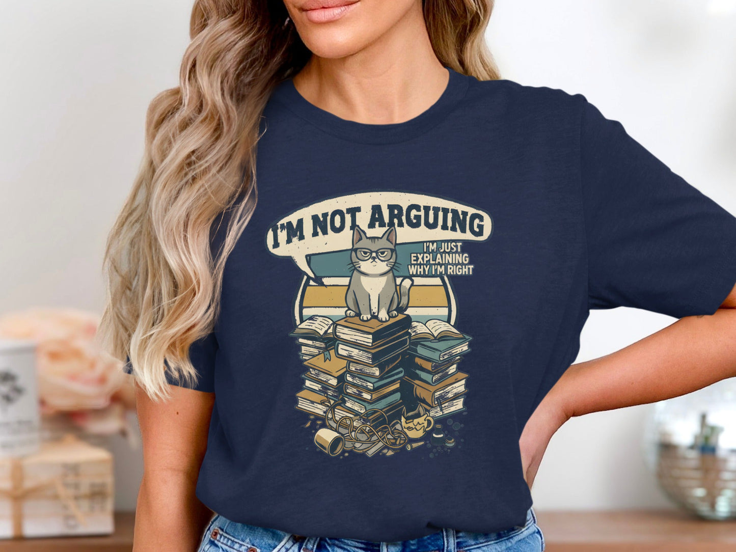 Sassy Cat 'I'm Not Arguing' Books T-Shirt