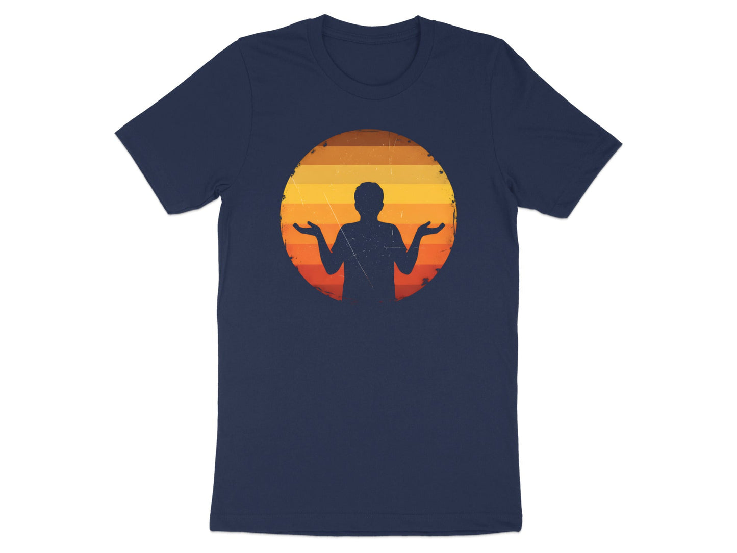 Retro Shrugging Man Sunset Silhouette T-Shirt