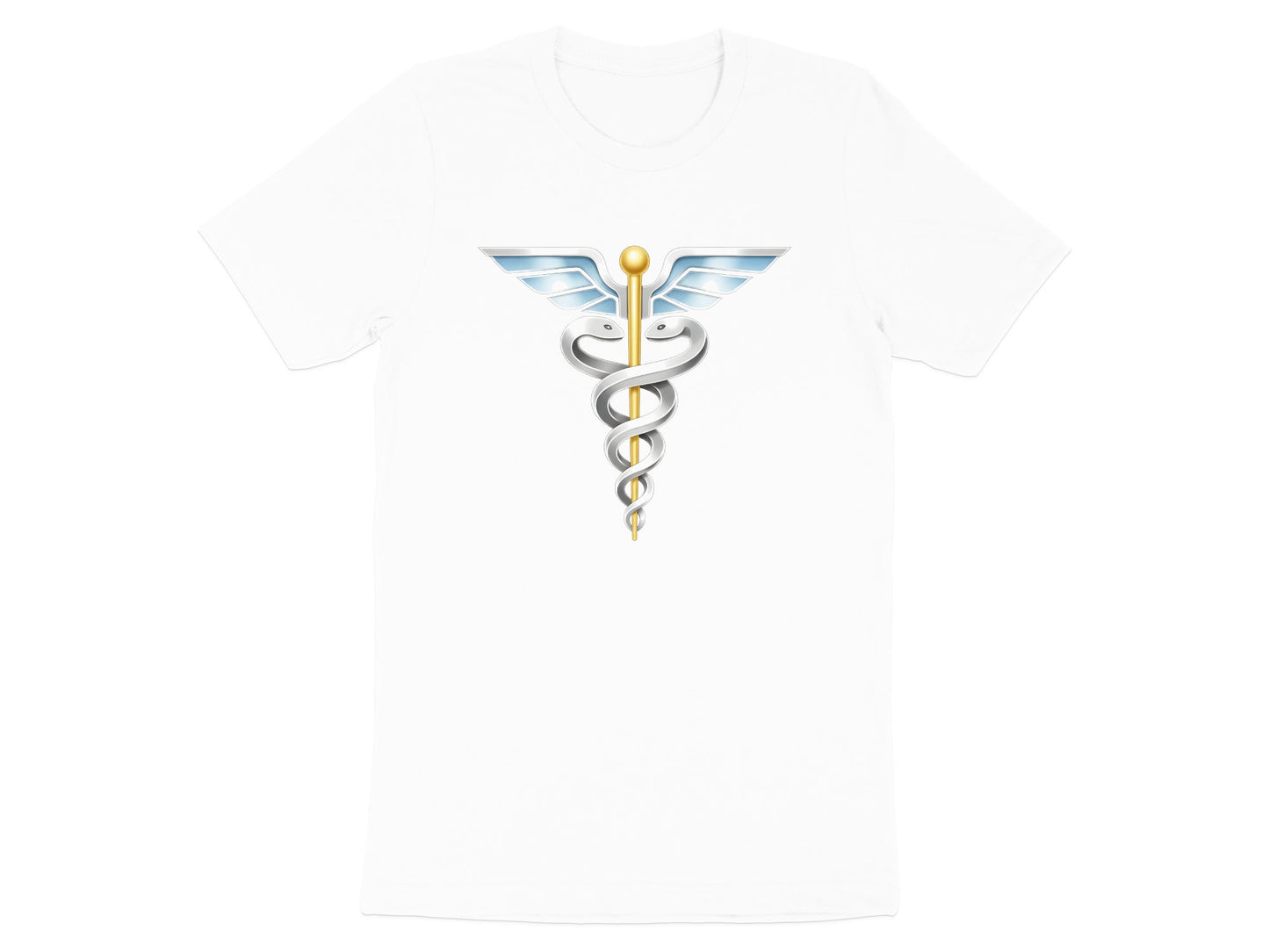Silver Winged Caduceus T-Shirt - Professional Medical Icon Tee