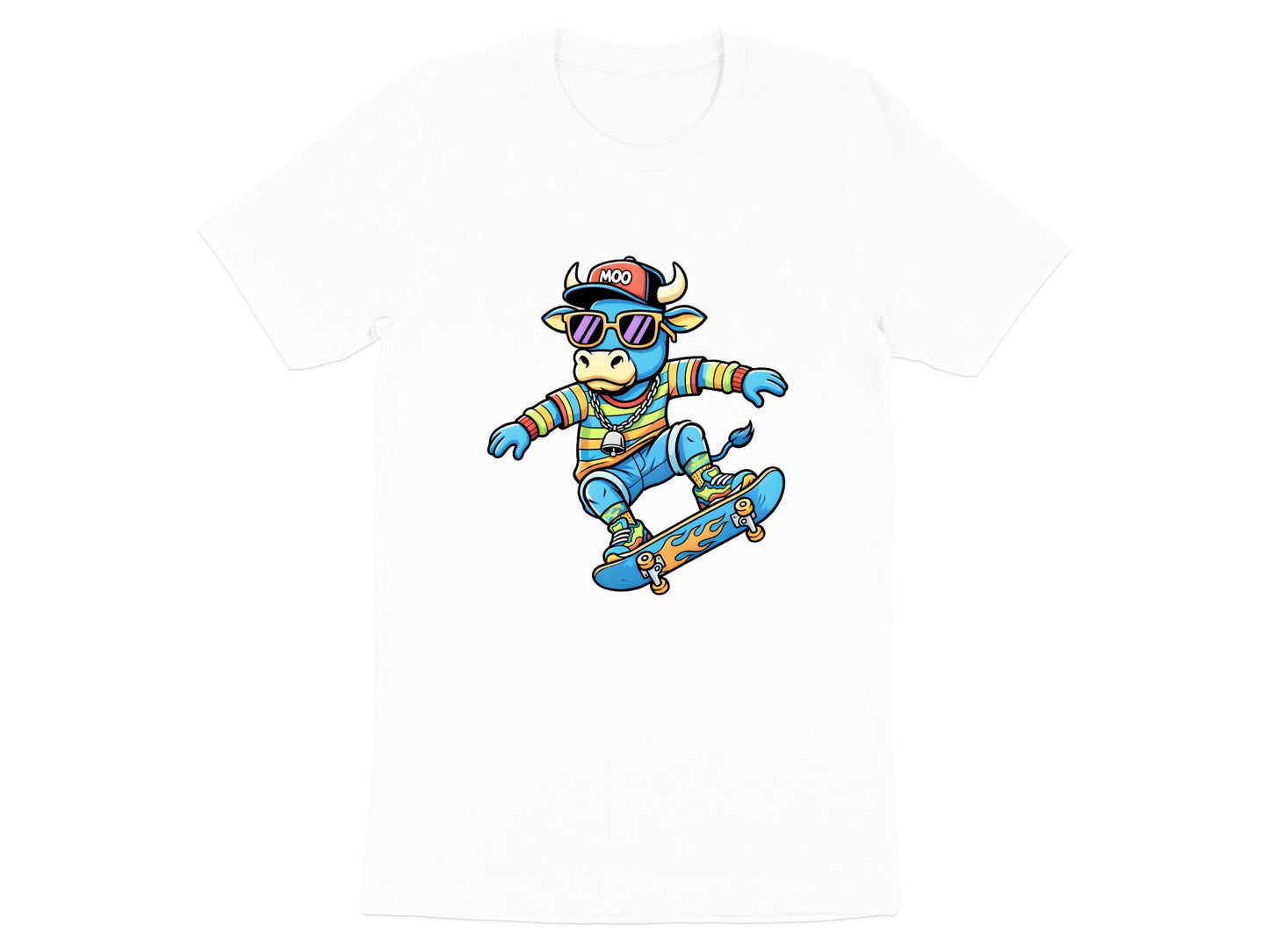 Skateboarding Blue Bull T-Shirt - Cool 90s Streetwear