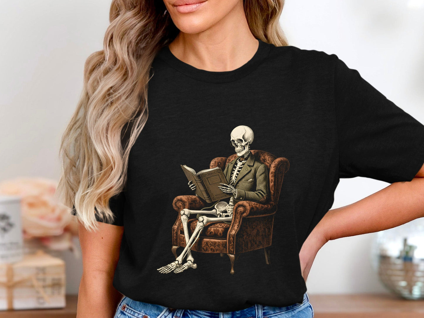 Waiting To Finish Skeleton Reading Tee