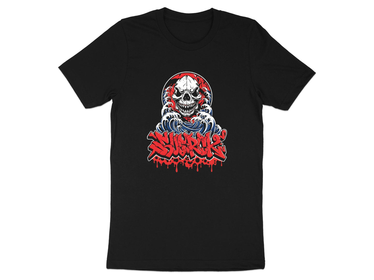 Submerge Skull and Japanese Wave Graffiti Tee