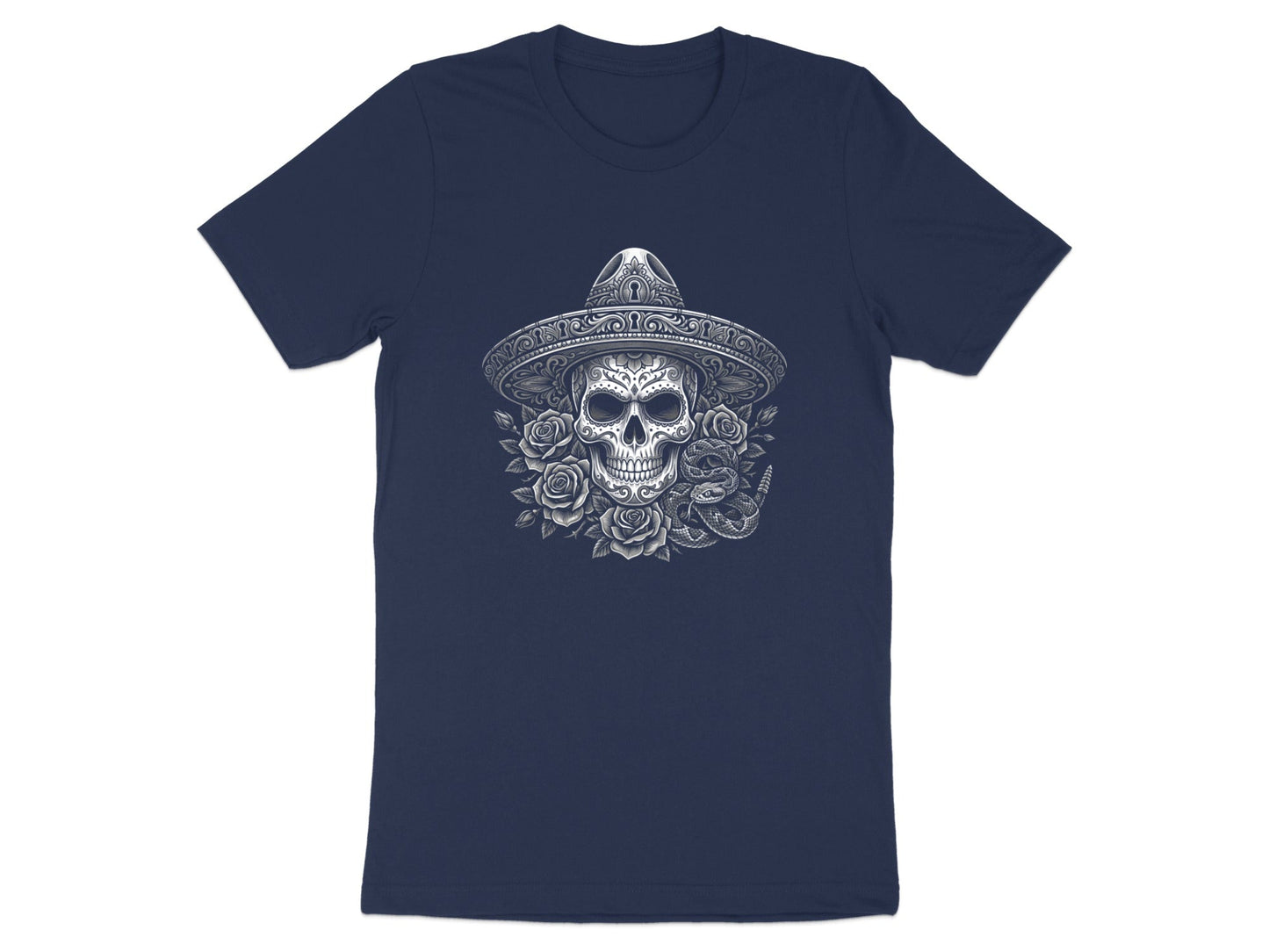 Sugar Skull & Sombrero T-Shirt - Day of the Dead Art