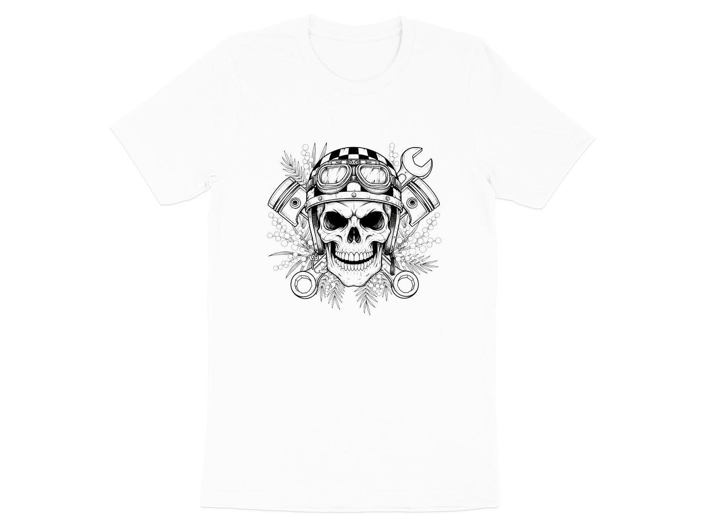 Classic Biker Skull & Pistons Wattle T-Shirt