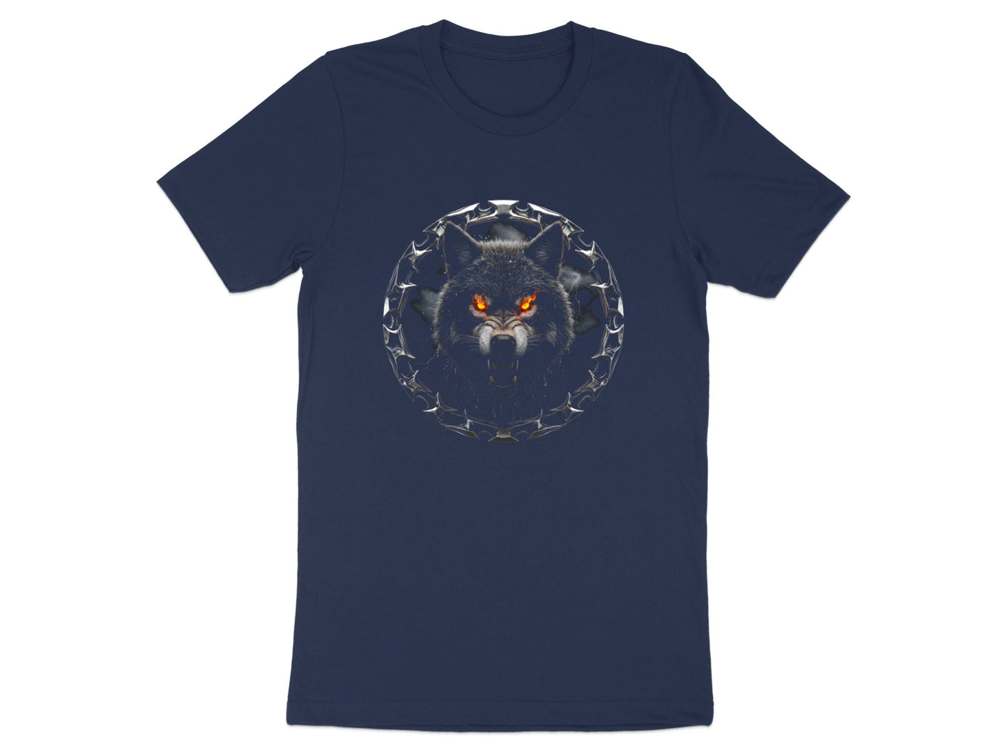 Snarling Wolf Fiery Eyes T-Shirt - Dark Gothic Metal Graphic