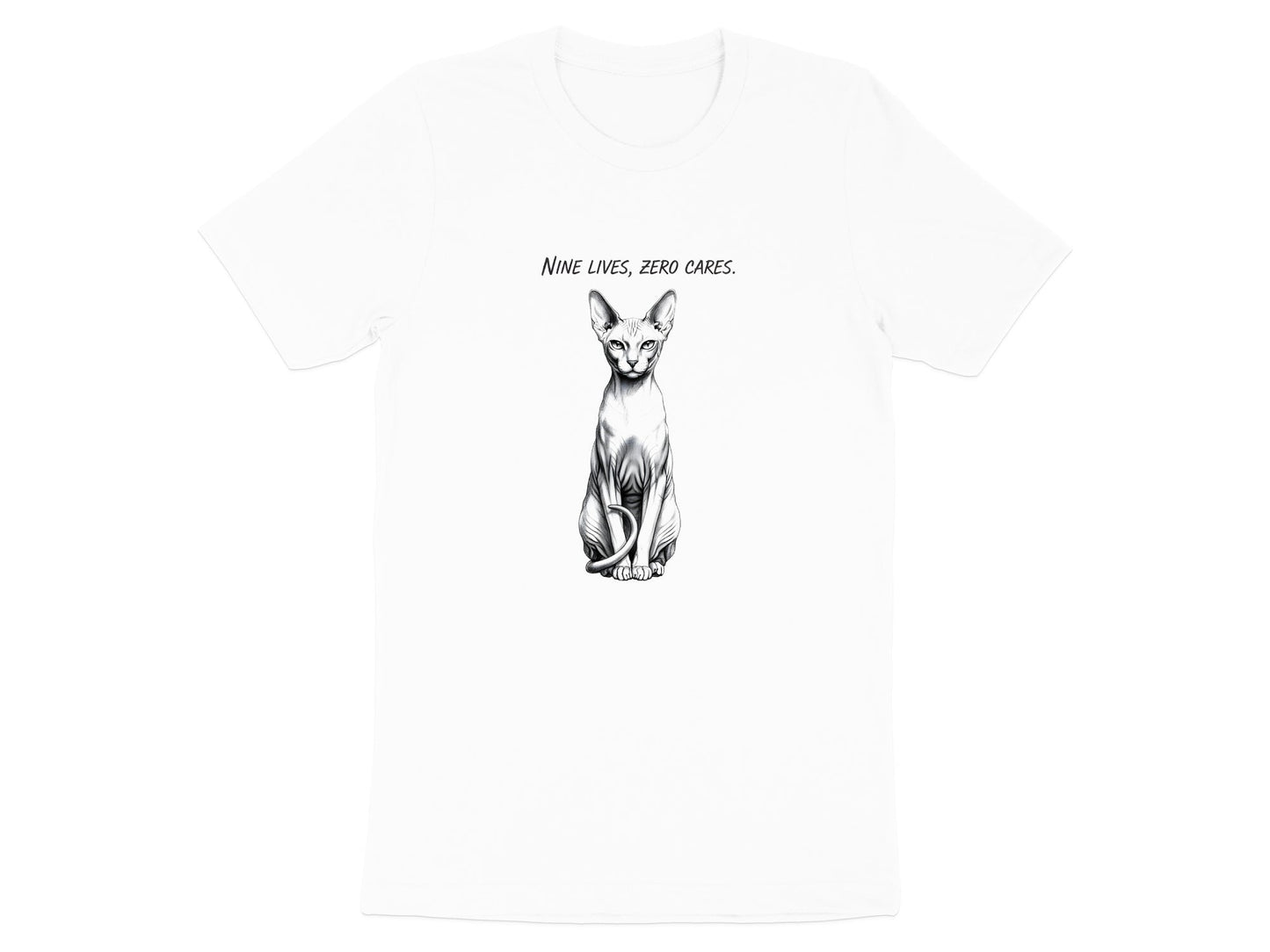 Nine Lives Zero Cares Sphynx Cat T-Shirt