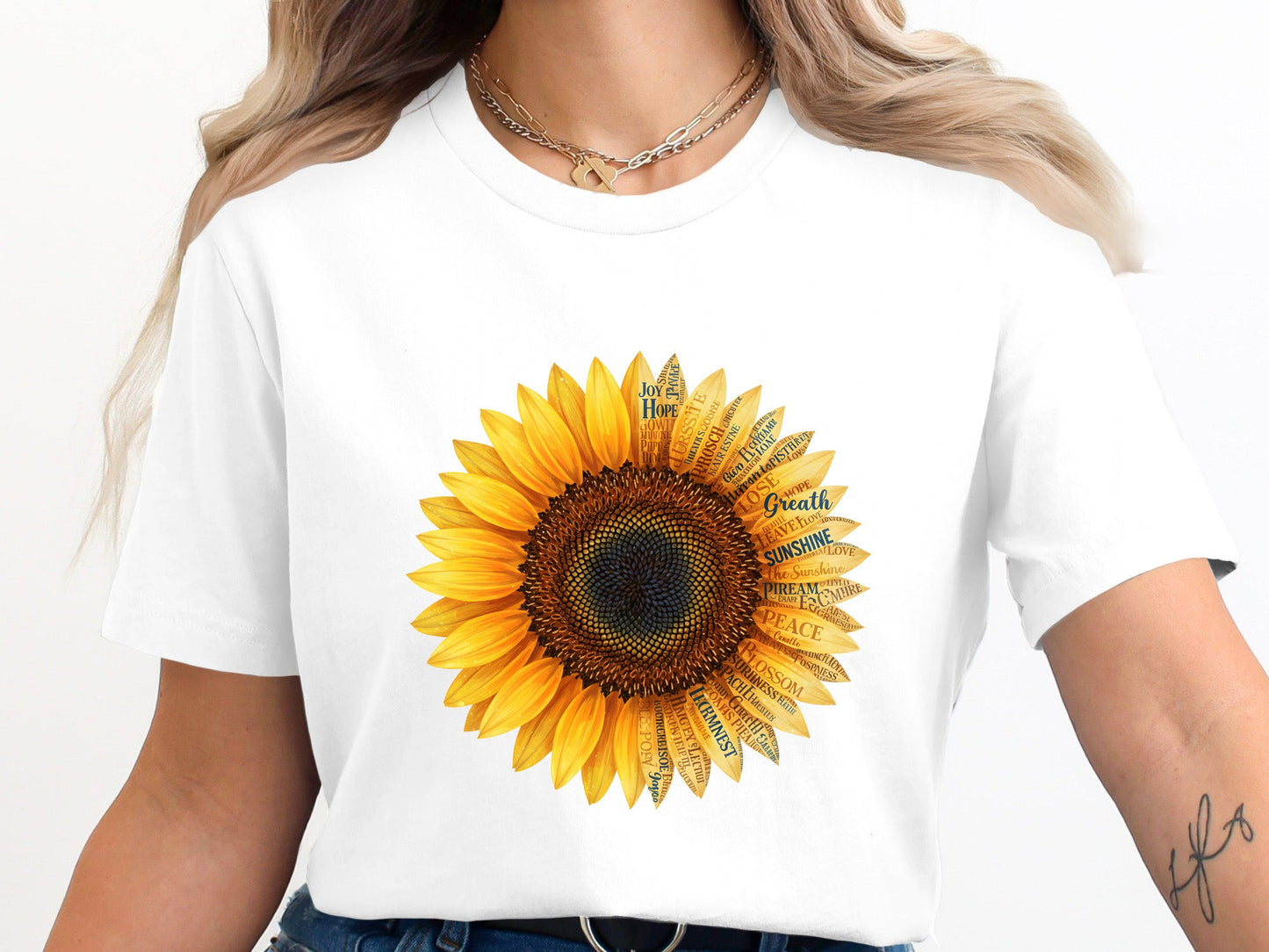Sunflower Word Art Inspirational T-Shirt