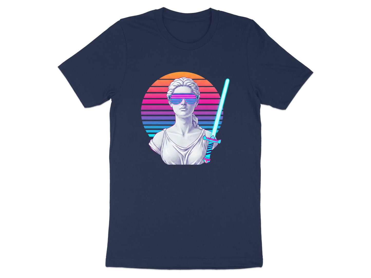 Synthwave Justice Greek Bust T-Shirt - Vaporwave Legal Art Tee
