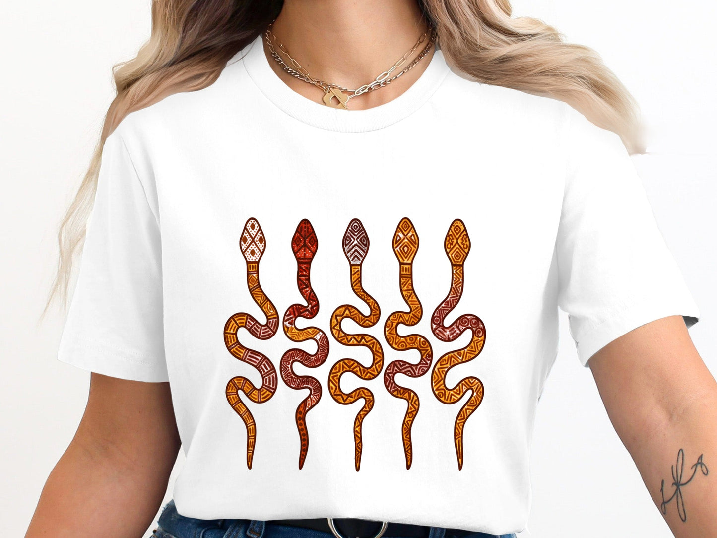 Tribal Patterned Snakes T-Shirt - Indigenous Inspired Wildlife Art
