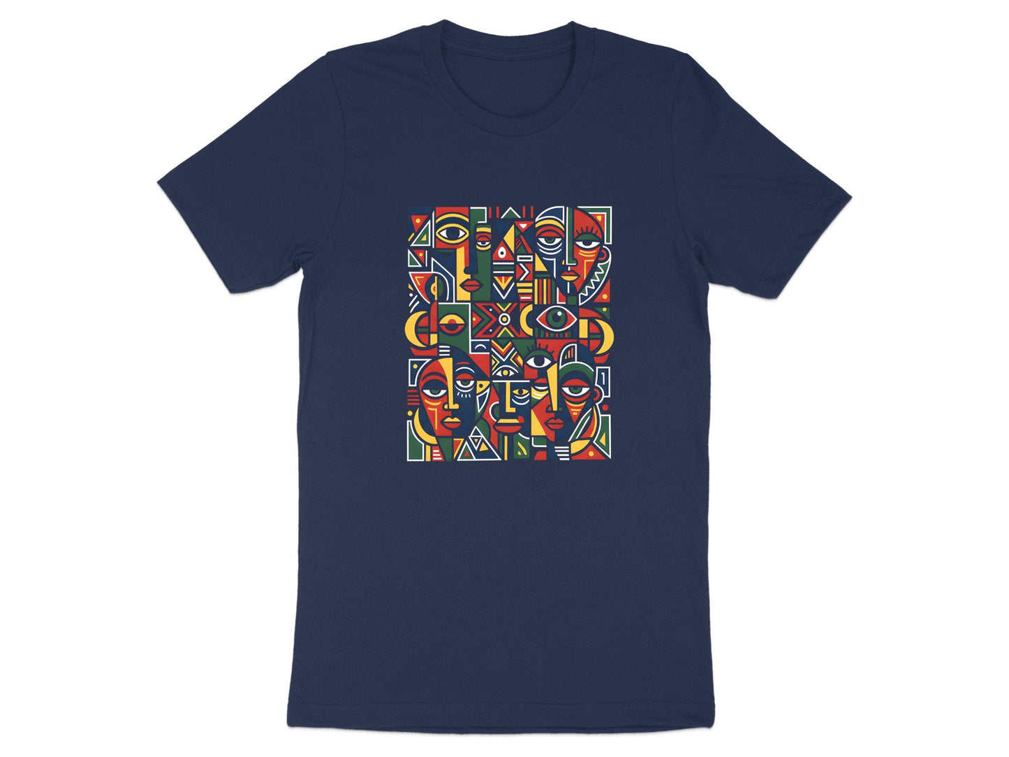 Tribal Mosaic Abstract Faces T-Shirt