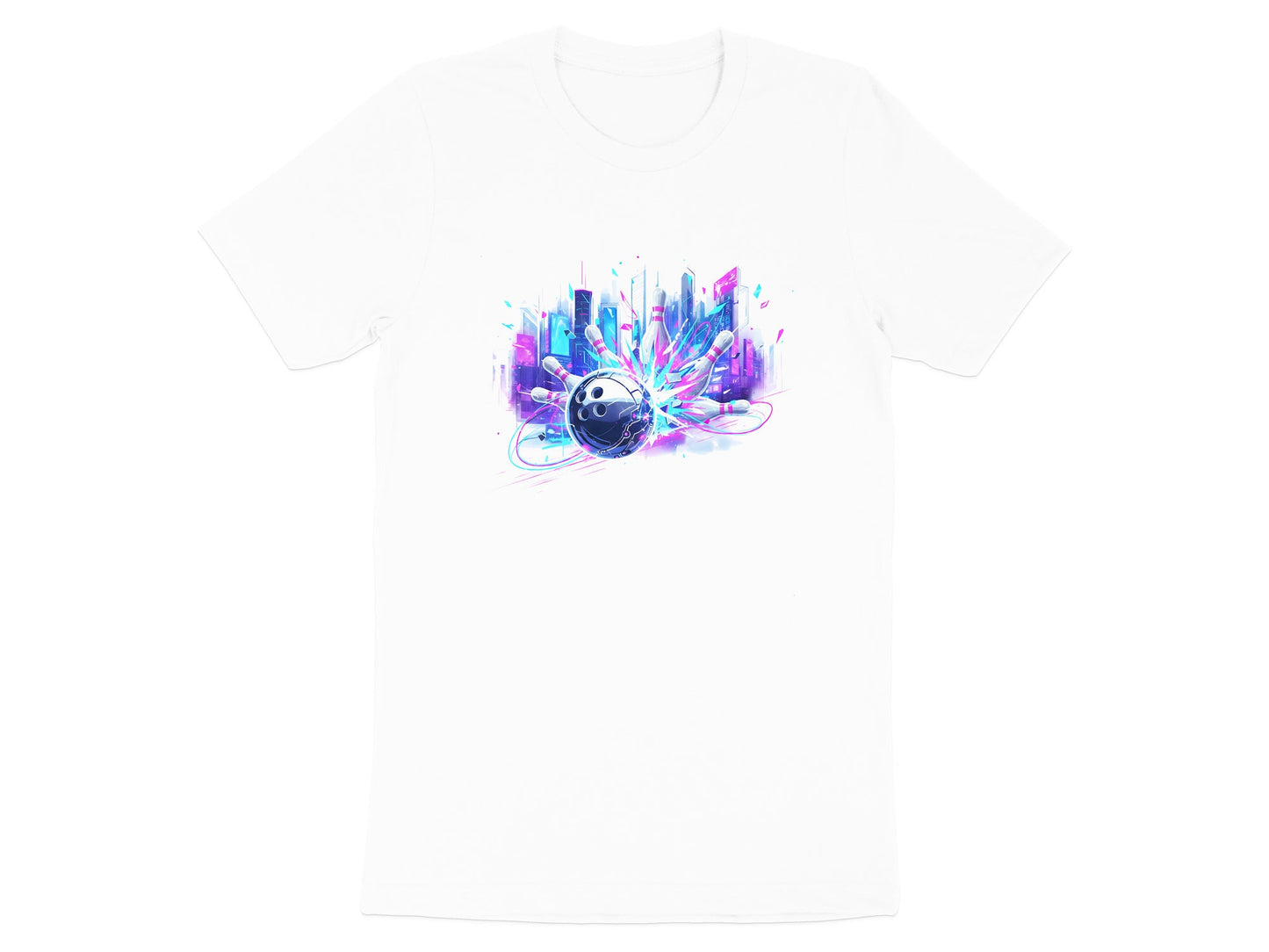 Cyberpunk Neon Bowling Strike Graphic Tee