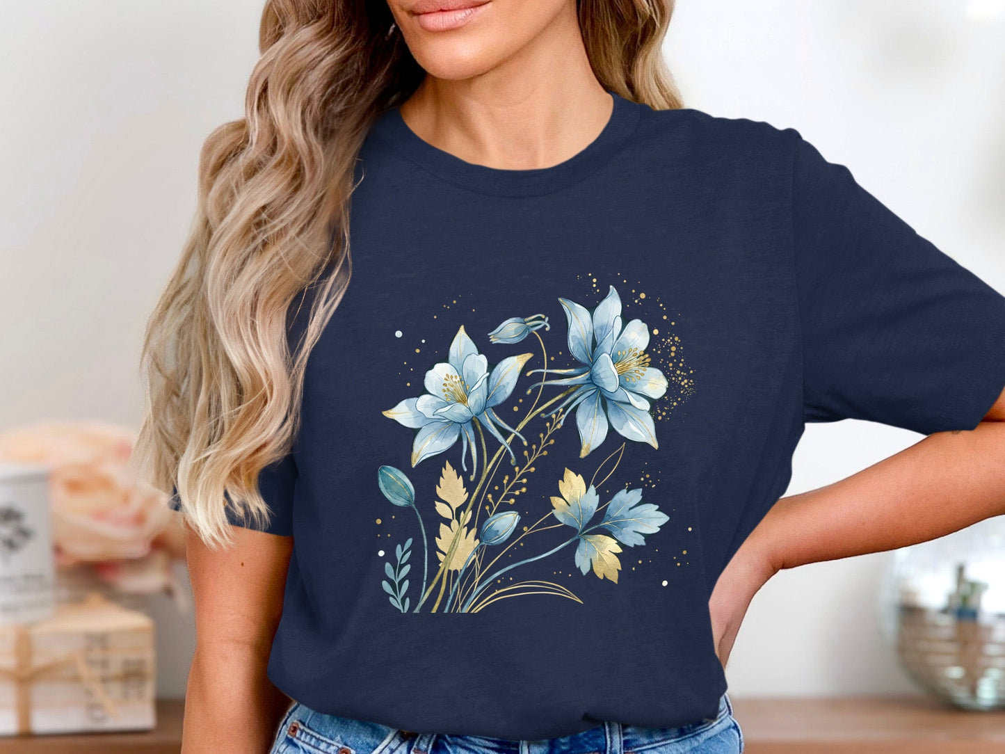 Ethereal Blue Wildflower Watercolor T-Shirt