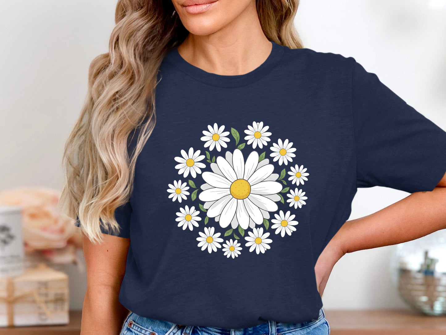 Classic Daisy Mandala Pattern Graphic T-Shirt
