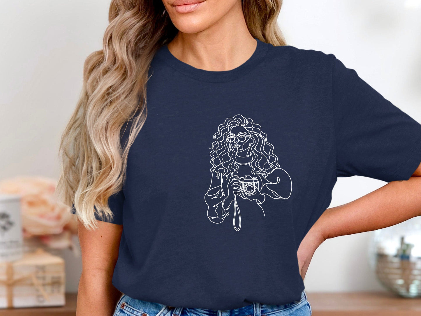 The Photographer Single Line Portrait T-Shirt