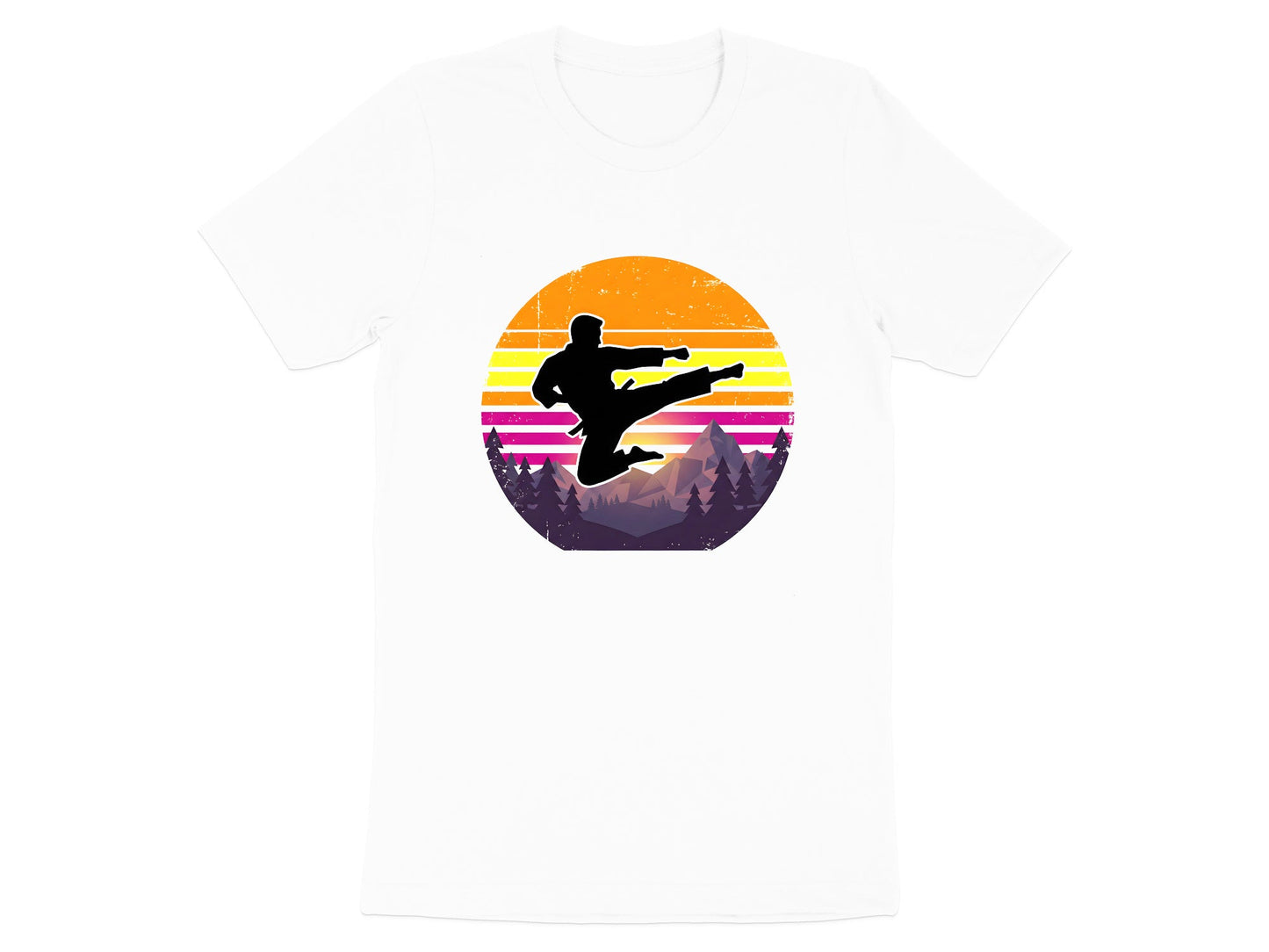 Retro Synthwave Karate Kick T-Shirt
