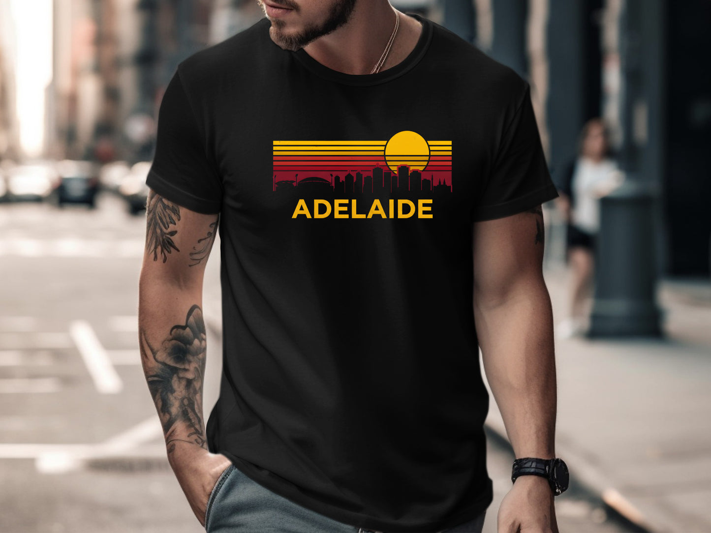 Adelaide Retro City Skyline T-Shirt/ Footy Fan Adelaide  Crows Tee