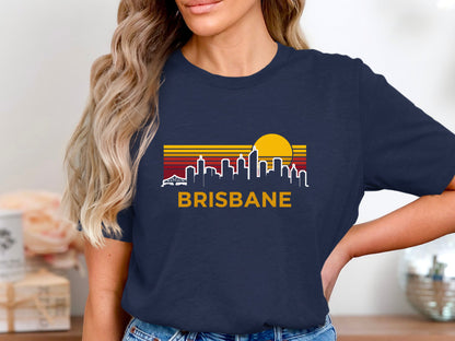Brisbane Retro Skyline Sunset T-Shirt/ Footy Fan Brisbane Lion Tee