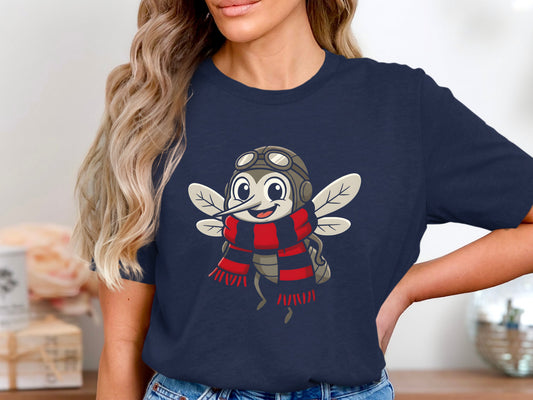 Footy fan Essendon t shirt/Cute Aviator Mosquito Mascot T-Shirt