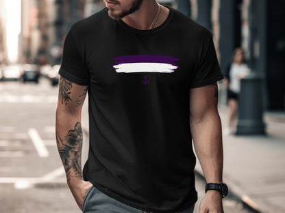 Footy Fan Fremantle Dockerst shirt/Purple & White Brushstroke Anchor Tee