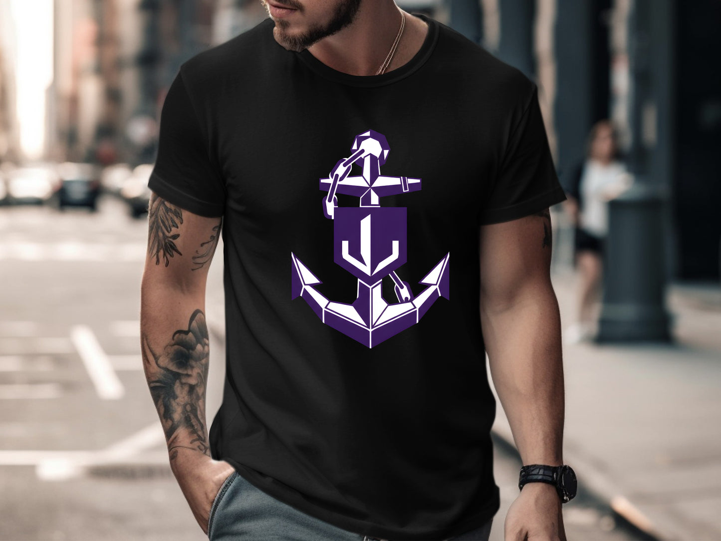 Geometric Shield Anchor Graphic Tee/ Footy Fan Fremantle Dockers t shirt