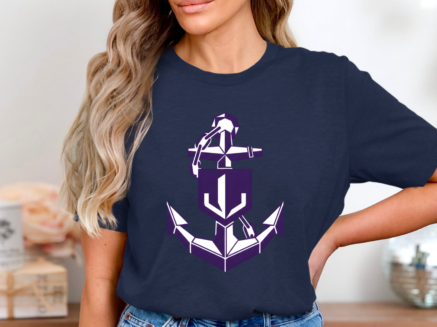 Geometric Shield Anchor Graphic Tee/ Footy Fan Fremantle Dockers t shirt
