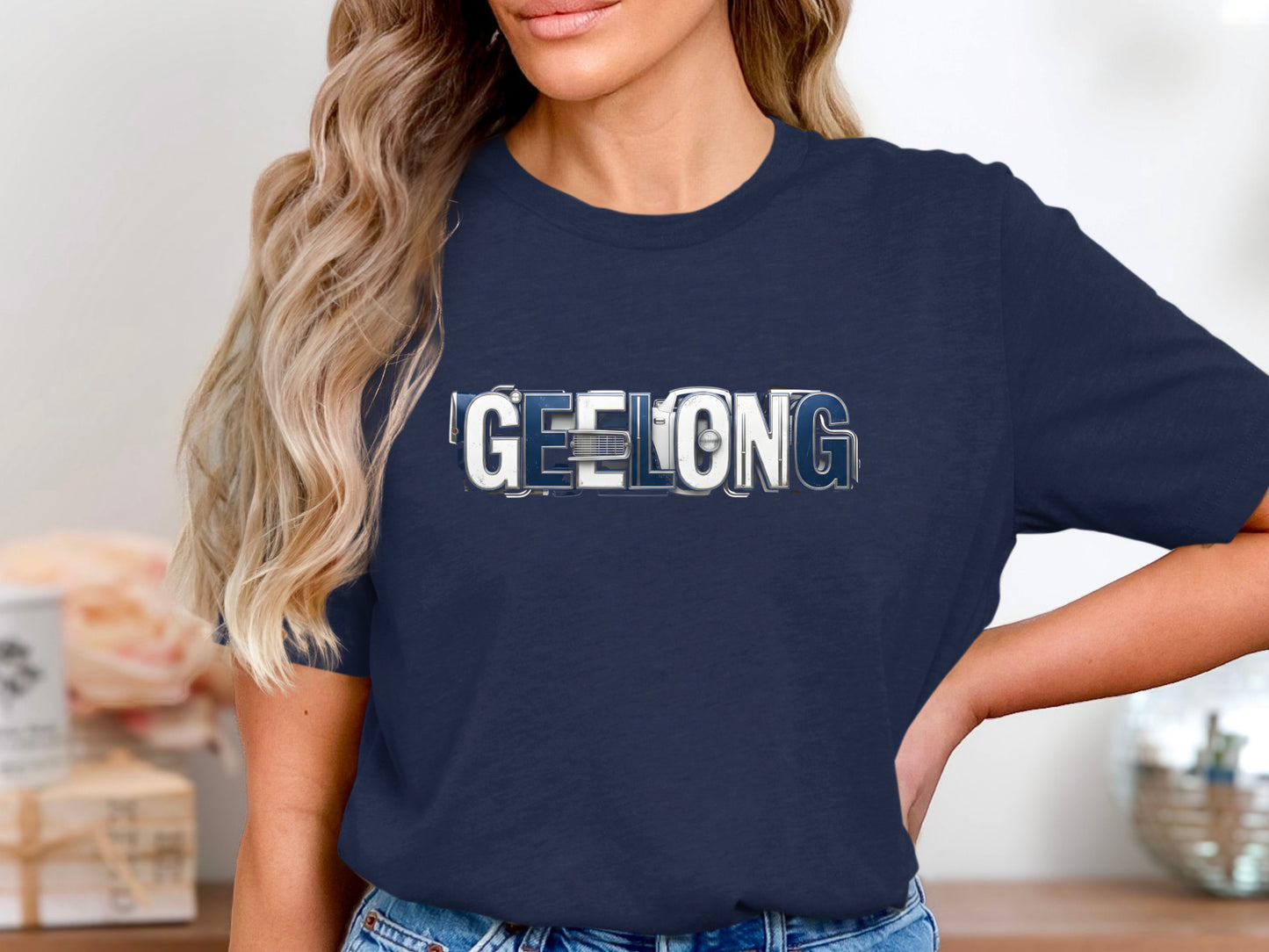 Geelong Vintage Typography Badge Tee Geelong Cats t shirt