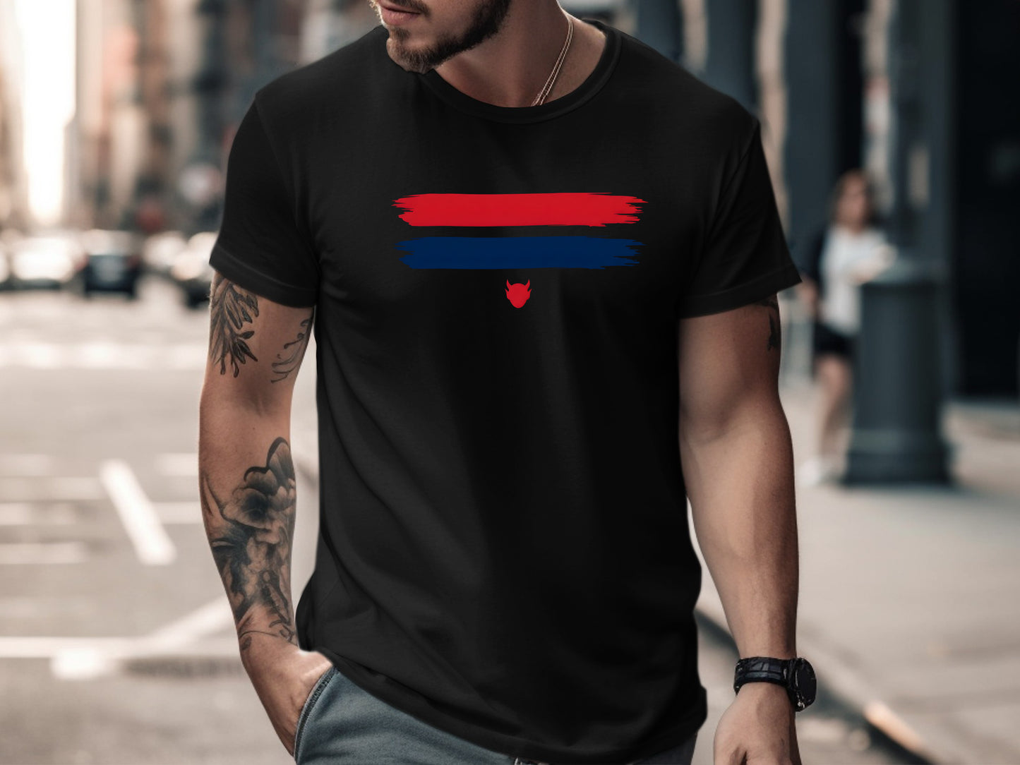 Navy & Red Brushstroke Melbourne Demons t shirt