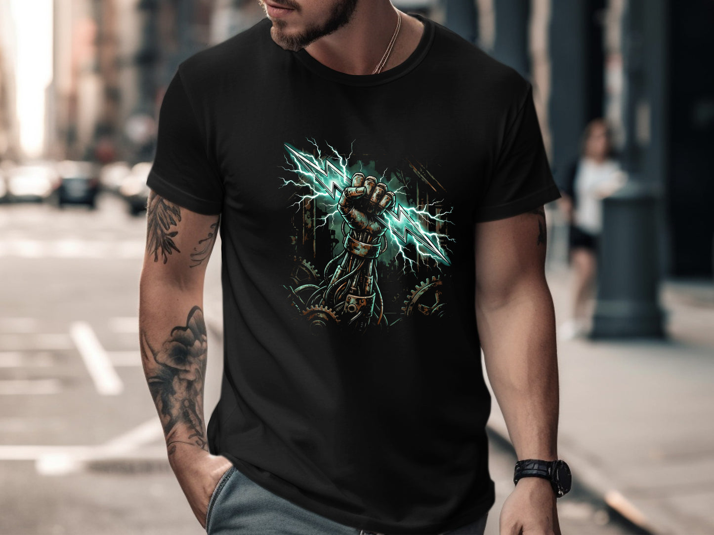 Mechanical Cyber-Fist Lightning Port Adelaide T-Shirt