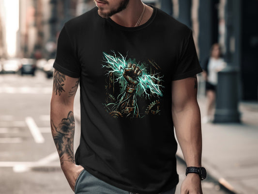 Mechanical Cyber-Fist Lightning Port Adelaide T-Shirt