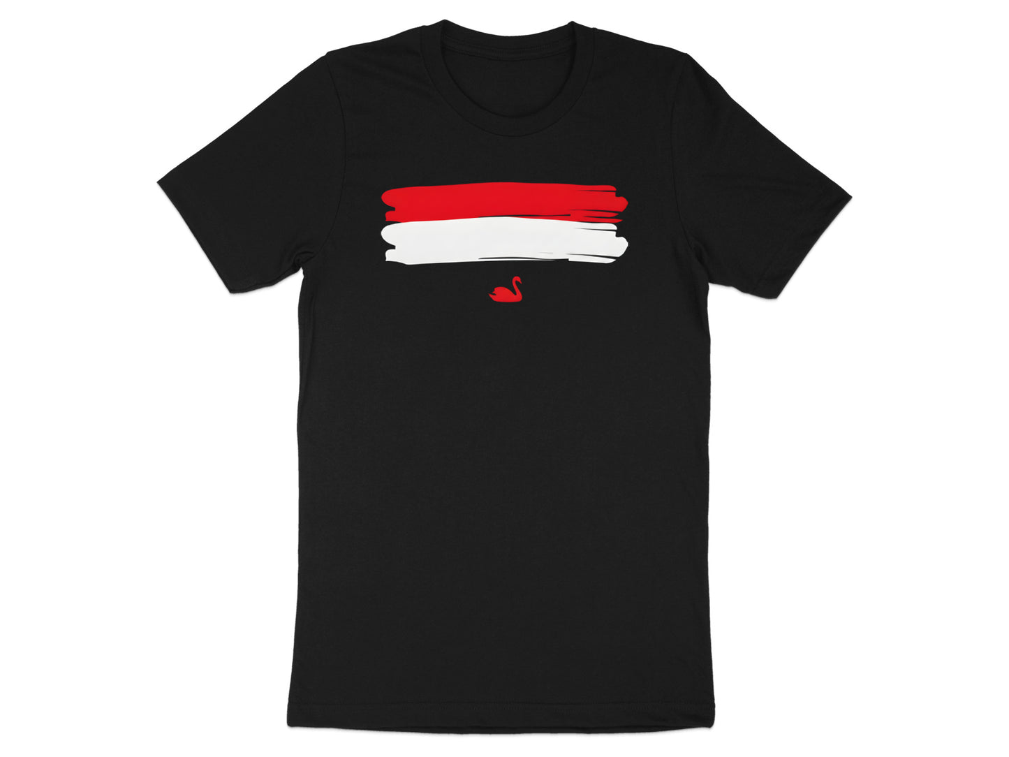 Red Brushstroke Swan Silhouette T-Shirt