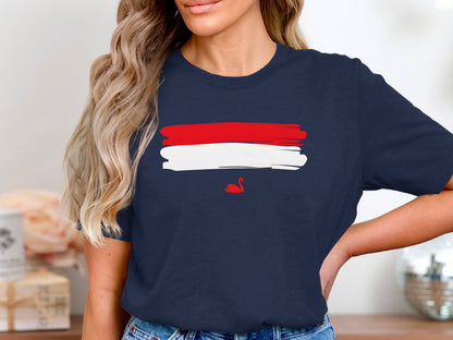 Red Brushstroke Swan Silhouette T-Shirt