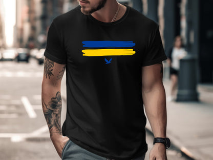 Blue & Gold Abstract Brushstroke Eagle Tee