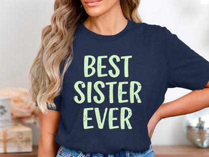 Best Sister Ever Minimalist Tee - Cute Cursive Heart Shirt