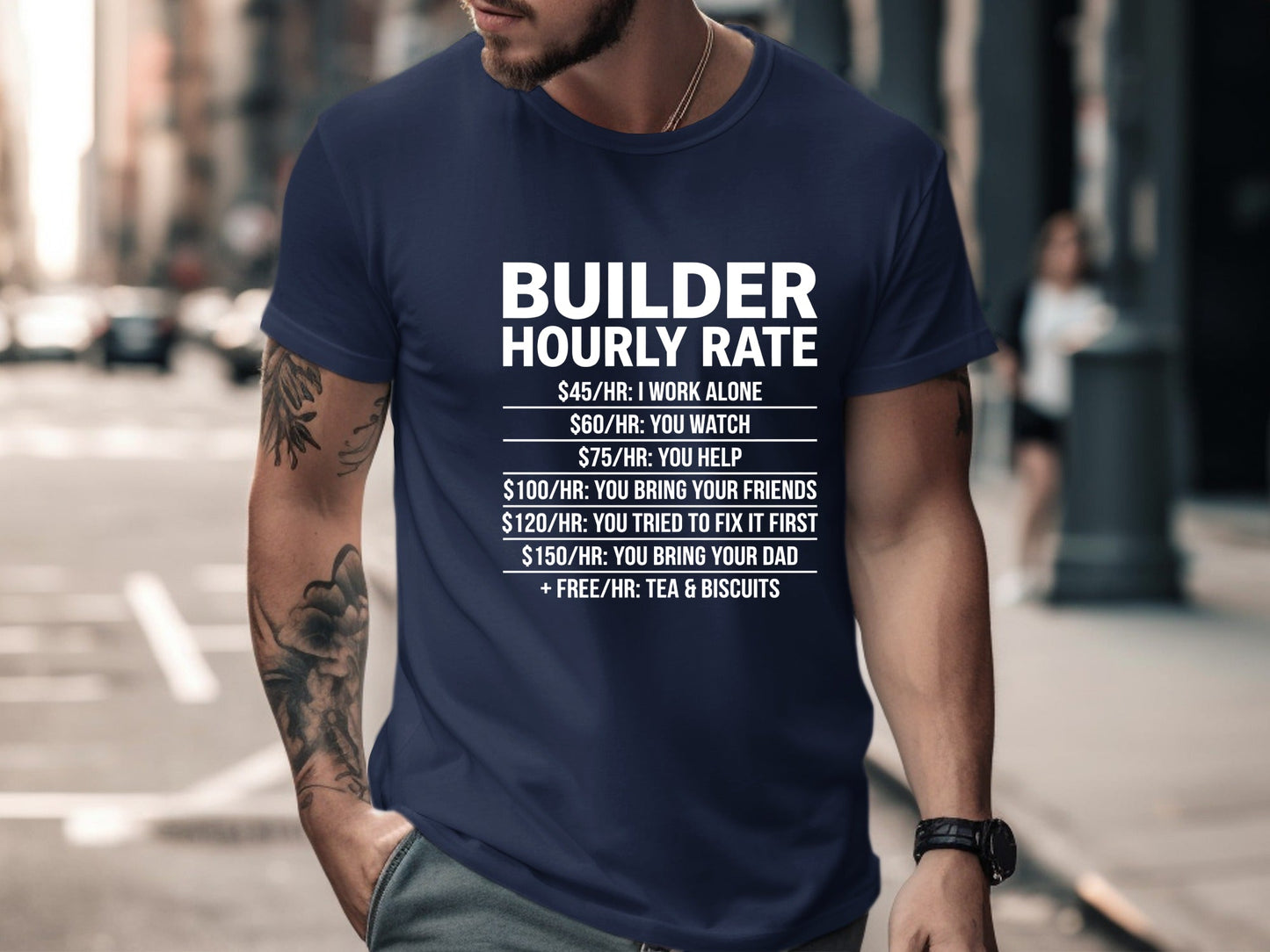 Builder Hourly Rate Funny T-Shirt - Tradie Price List Tee