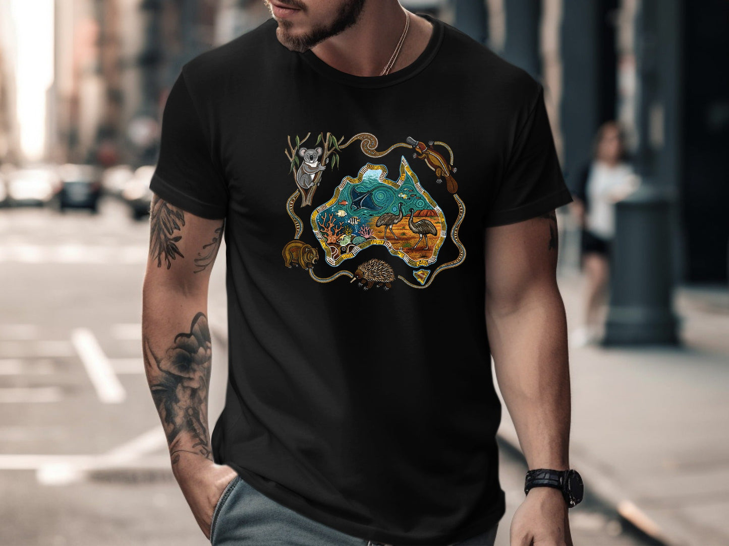 Australian Map Aboriginal Dot Art T-Shirt