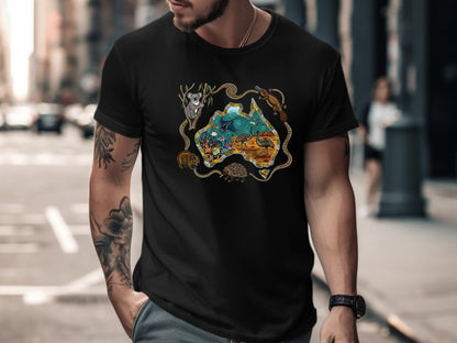 Australian Map Aboriginal Dot Art T-Shirt