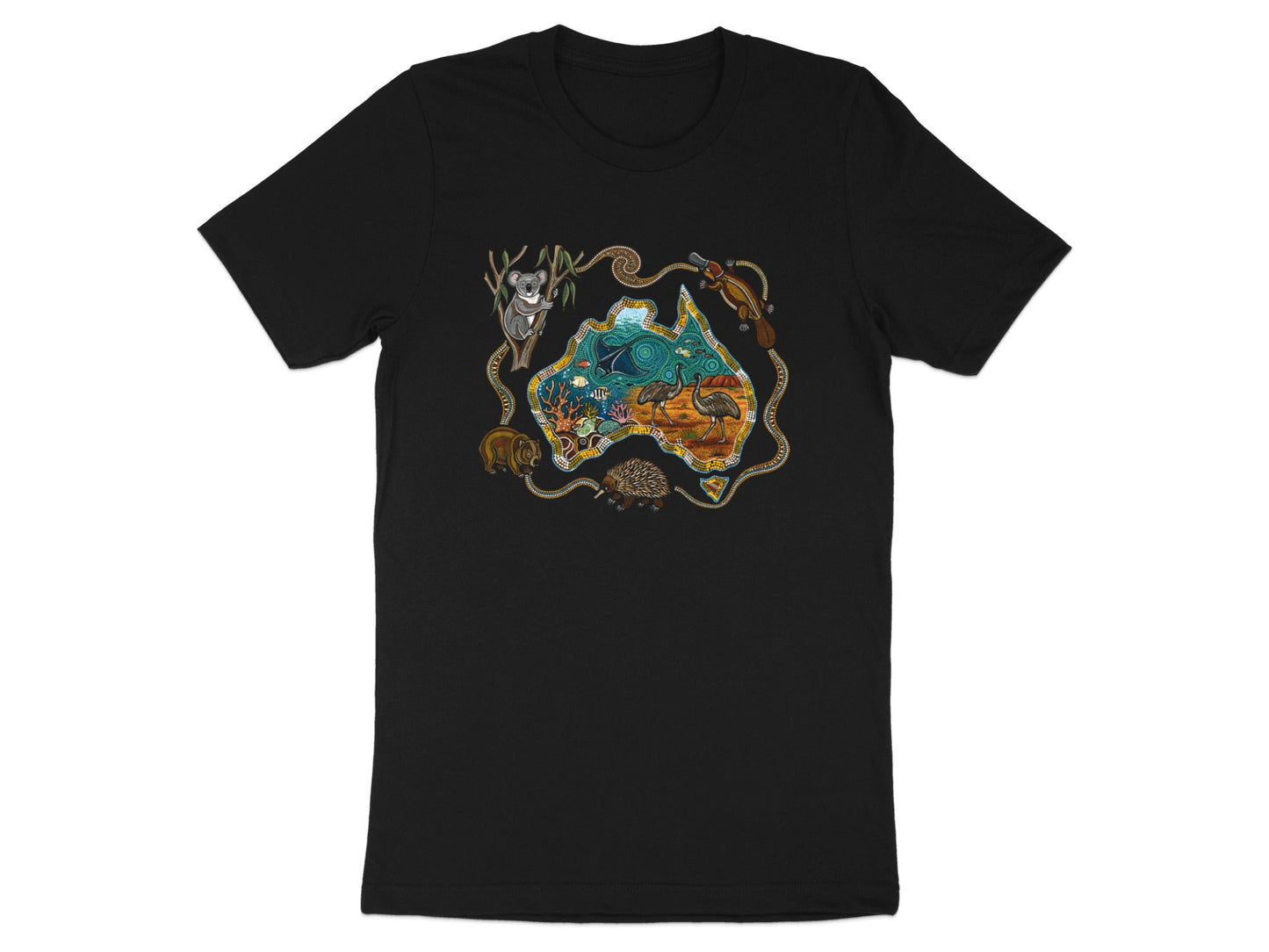 Australian Map Aboriginal Dot Art T-Shirt