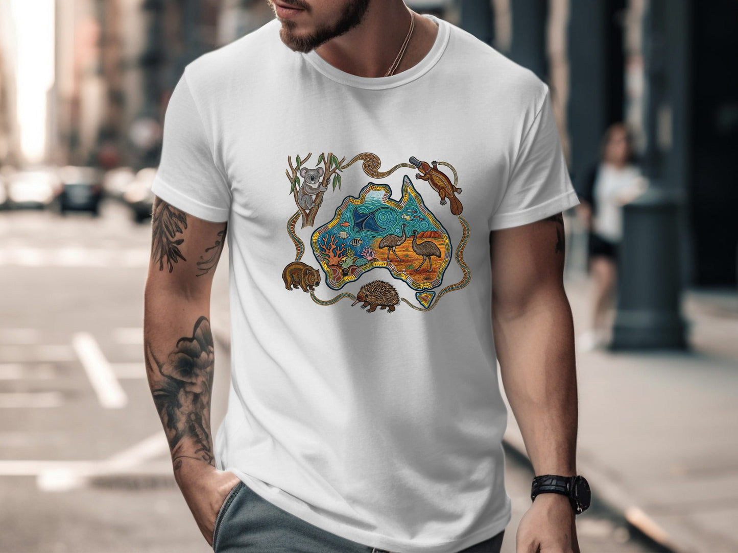 Australian Map Aboriginal Dot Art T-Shirt
