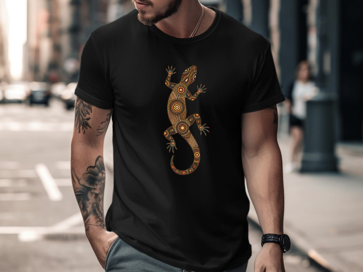 Aboriginal Dot Art Lizard T-Shirt